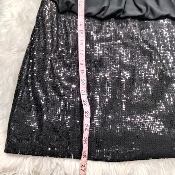 Jessica McClintock Womens 12 Pleated Sequins Blouson Cocktail Mini Dress Black - Picture 12 of 13